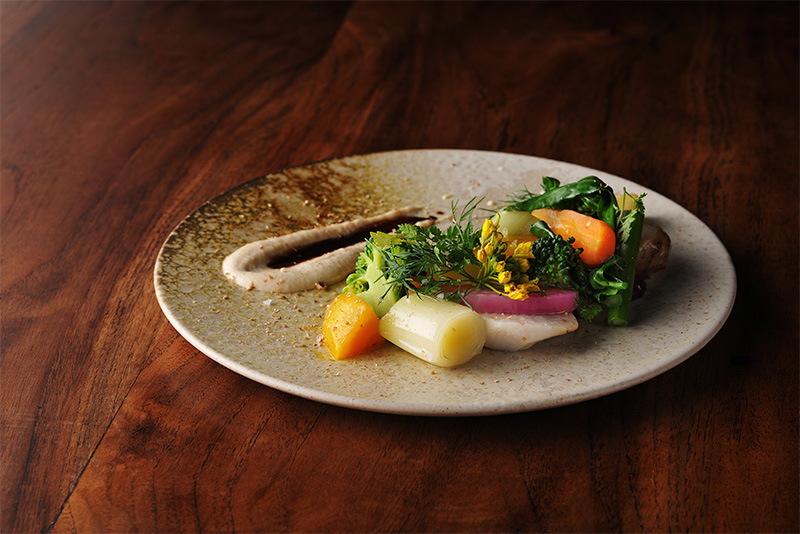 ブルーノート農園 季節野菜のメリメロ　タヒニソース ブラックオリーブのピュレ